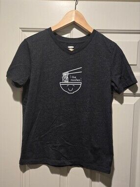 Old Navy - I love noodles. Charcoal V-Neck Tee with Noodle Bowl Graphic